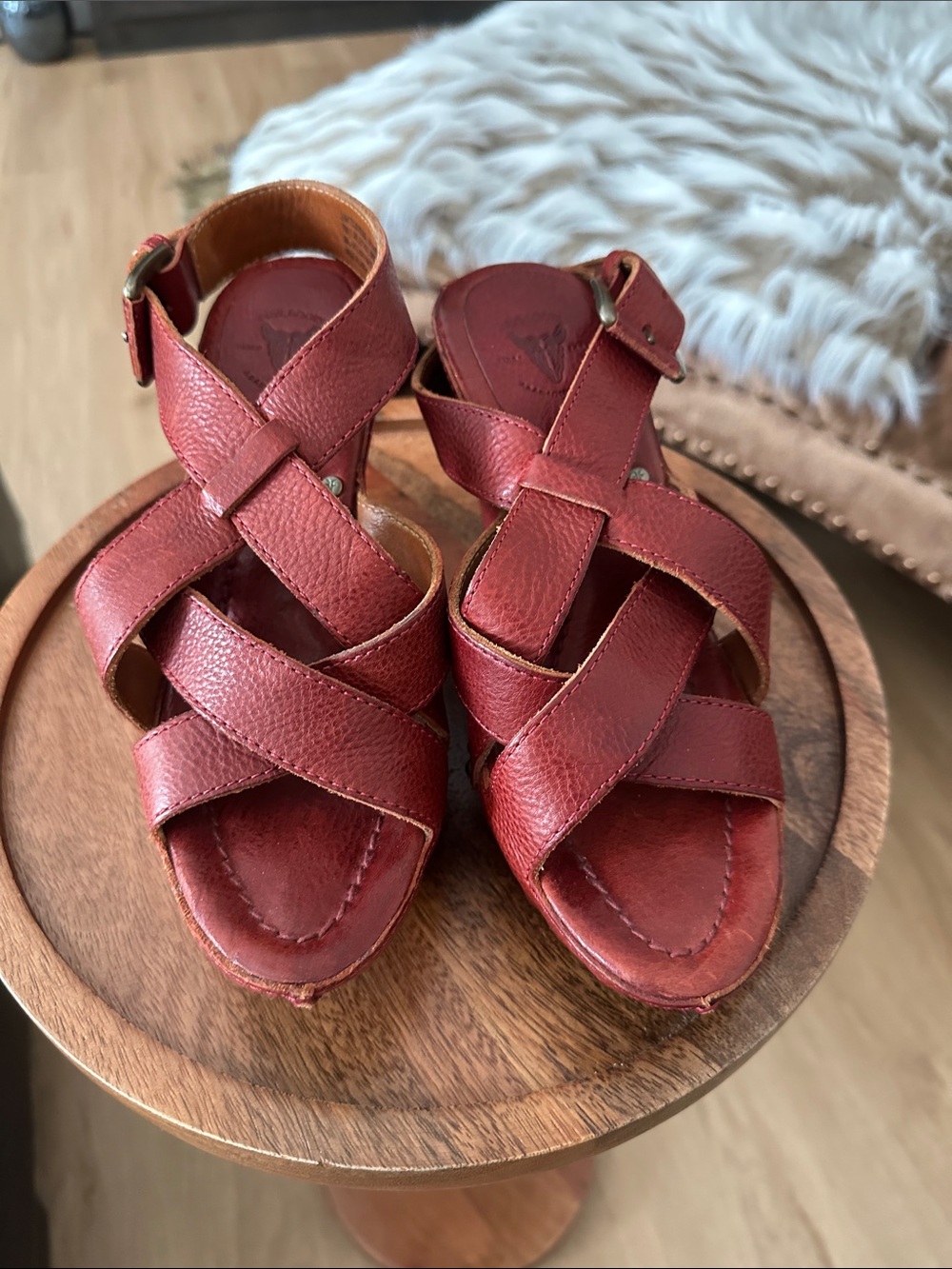 Frye Leather Crisscross Strappy Sandals